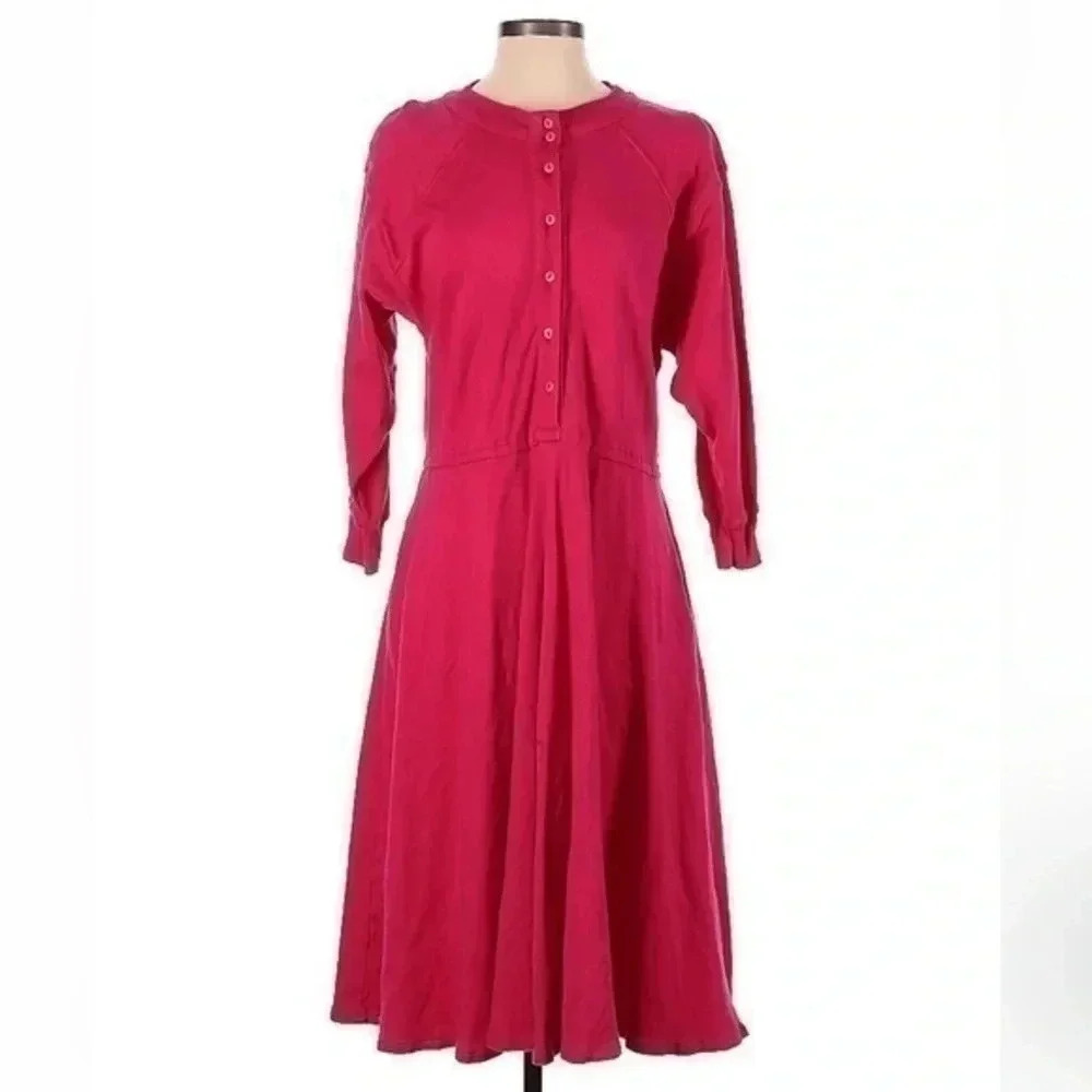 Vintage Neiman Marcus Classic Timeless Button Down Pink Cotton Dress Size S